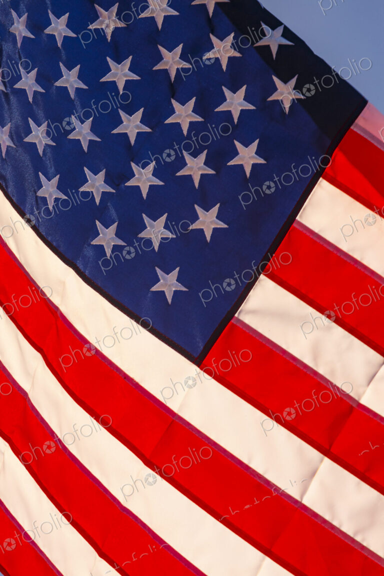 US Flag and blue sky, WA USA