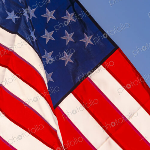 US Flag and blue sky, WA USA