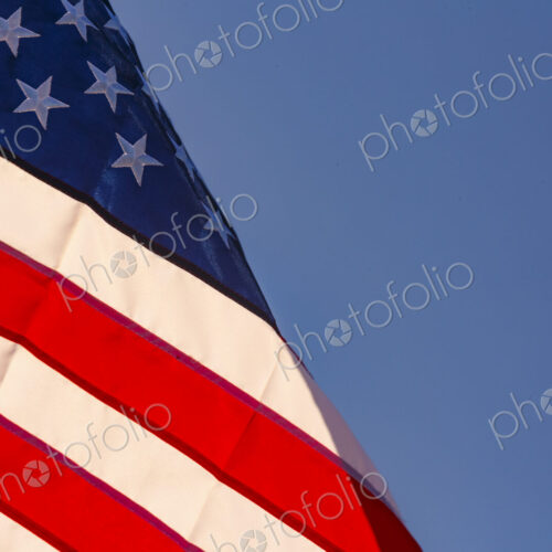 US Flag and blue sky, WA USA
