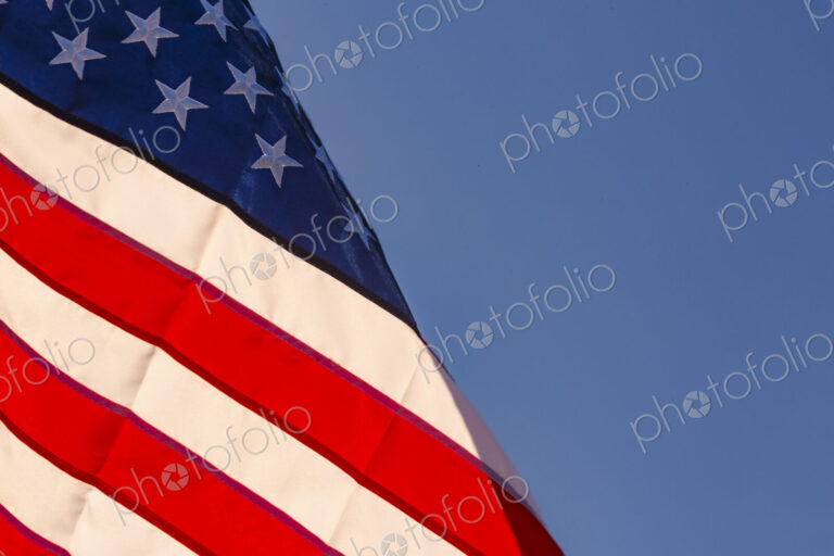 US Flag and blue sky, WA USA