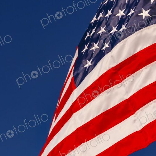 US Flag and blue sky, WA USA
