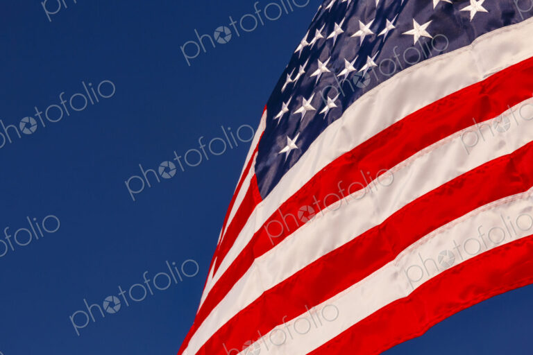 US Flag and blue sky, WA USA
