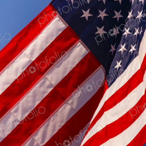 US Flag and blue sky, WA USA