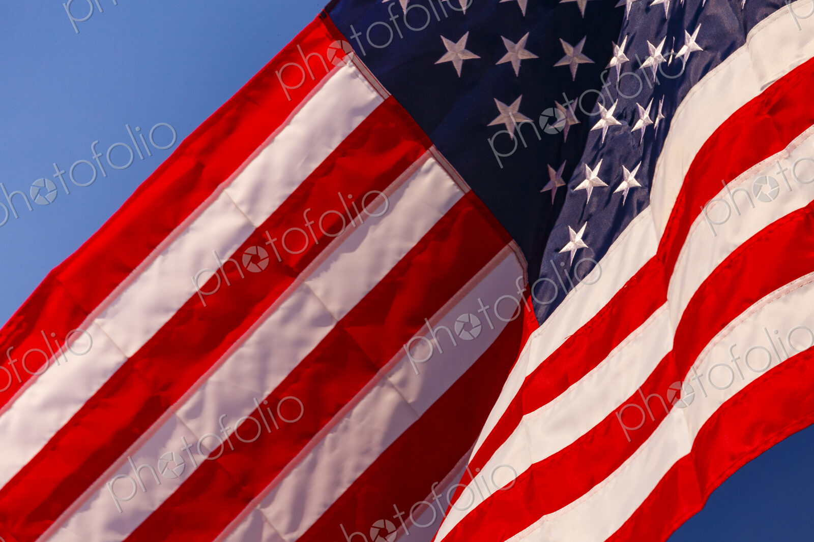 US Flag and blue sky, WA USA