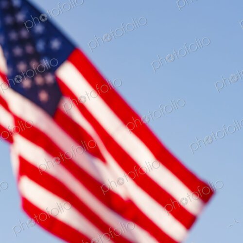 US Flag and blue sky, WA USA