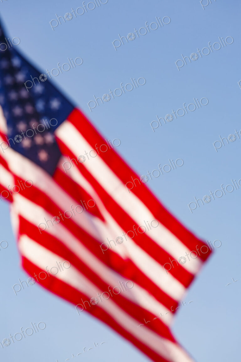US Flag and blue sky, WA USA