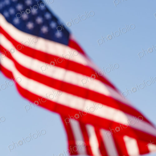 US Flag and blue sky, WA USA