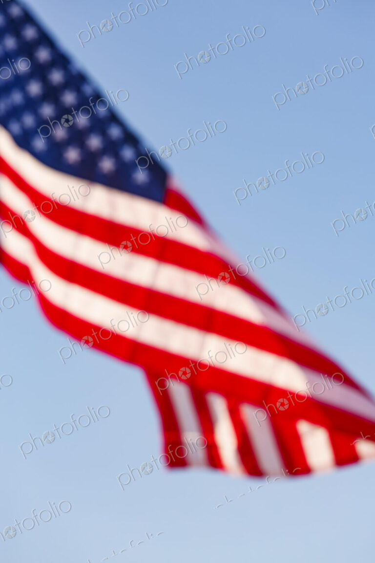 US Flag and blue sky, WA USA