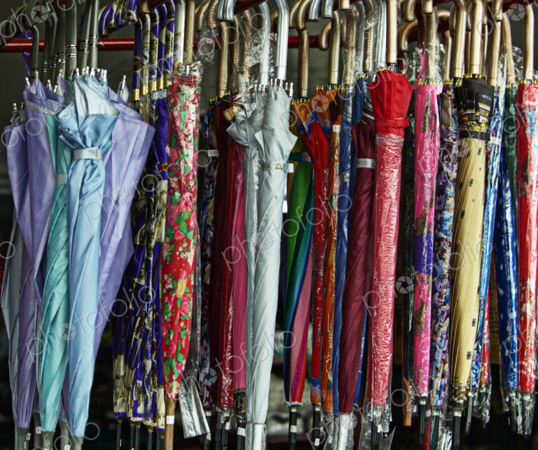Umbrellas Hanging in a Store