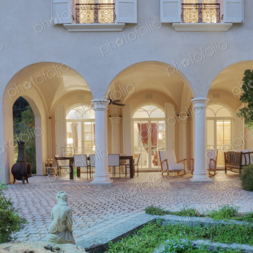 Upscale Residence Seen From Backyard