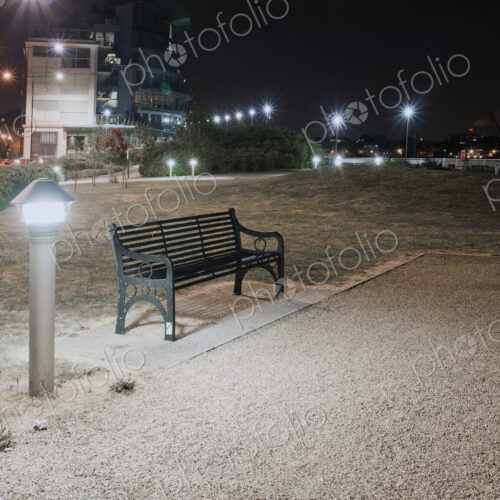 Urban Park Bench at Night Urban Park Bench at Night