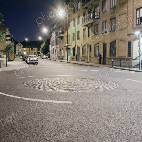 Urban Roundabout in East London at Night Urban Roundabout in East London at Night