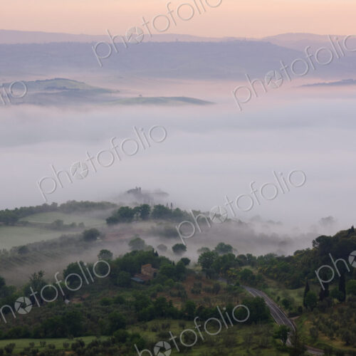 Valley Fog in the Val D'Orcia at Dawn