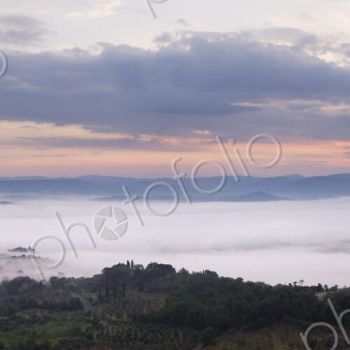 Valley Fog in the Val D'Orcia at Dawn