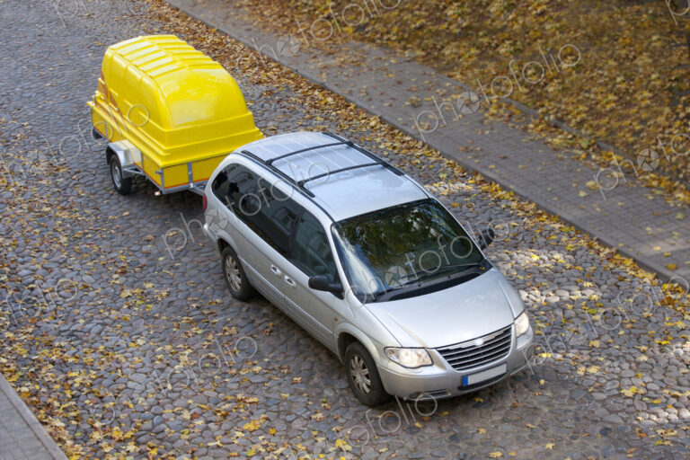Van Towing a Trailer