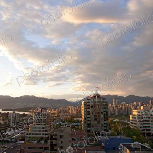 Vancouver Skyline, at dusk from a building