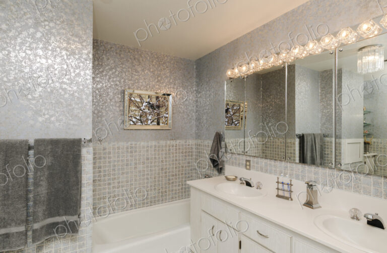 Vanity and bathtub in modern living room