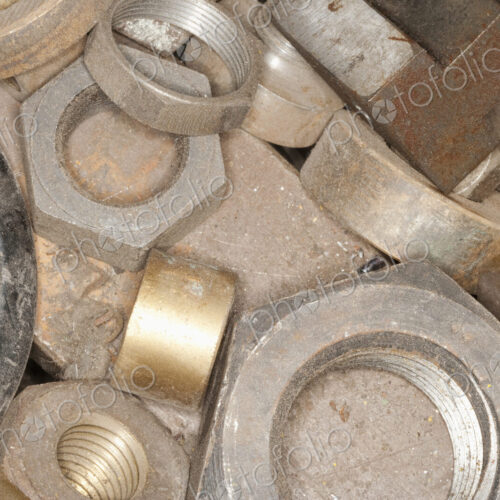 Various Sized Nuts and Fasteners, metal and gold colours