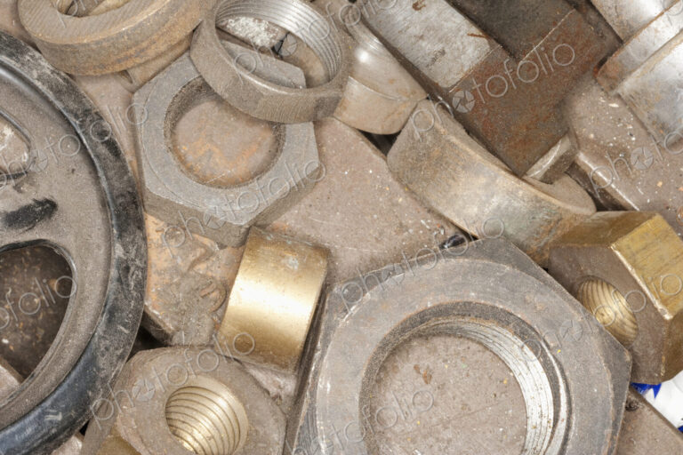 Various Sized Nuts and Fasteners, metal and gold colours