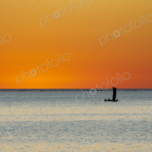 Vezo dugout fishing boat at sunset near Tsifota. Vezo dugout fishing boat at sunset near Tsifota.