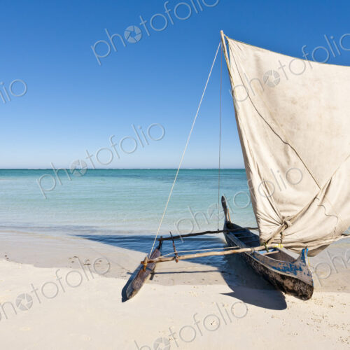 Vezo dugout in the lagoon near Salary in south-western Madagascar.