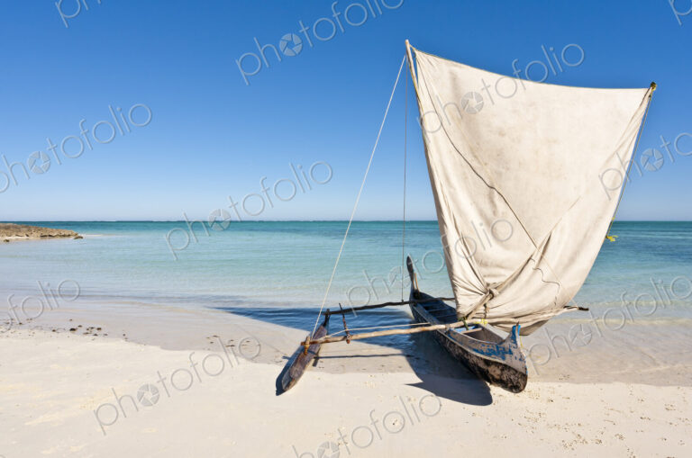 Vezo dugout in the lagoon near Salary in south-western Madagascar.