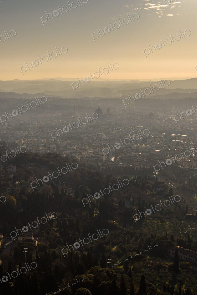 View across the city of Florence at sunset.