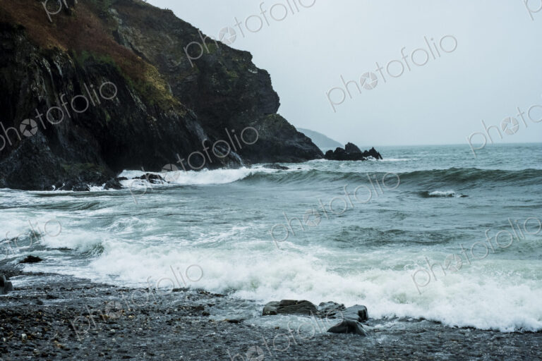 View along the rugged coastline of Pembrokeshire National Park, Wales, UK.