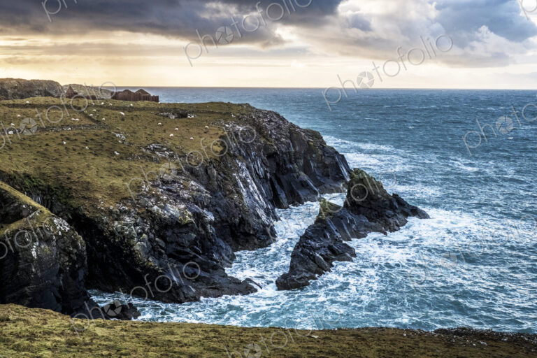 View along the rugged coastline of Pembrokeshire National Park, Wales, UK.