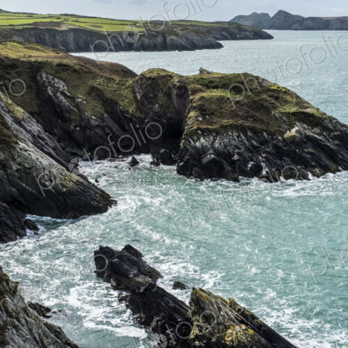 View along the rugged coastline of Pembrokeshire National Park, Wales, UK.