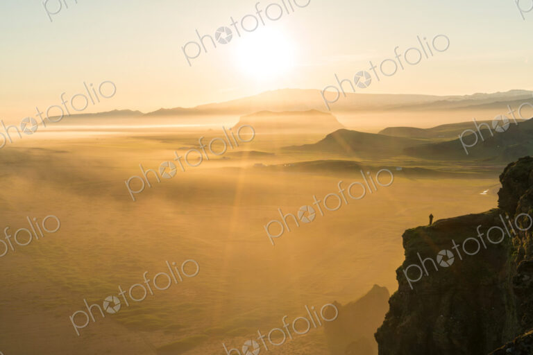 View at sunset from Dyrholaey Peninsula, near Vik, South Iceland (Sudurland), Iceland,…