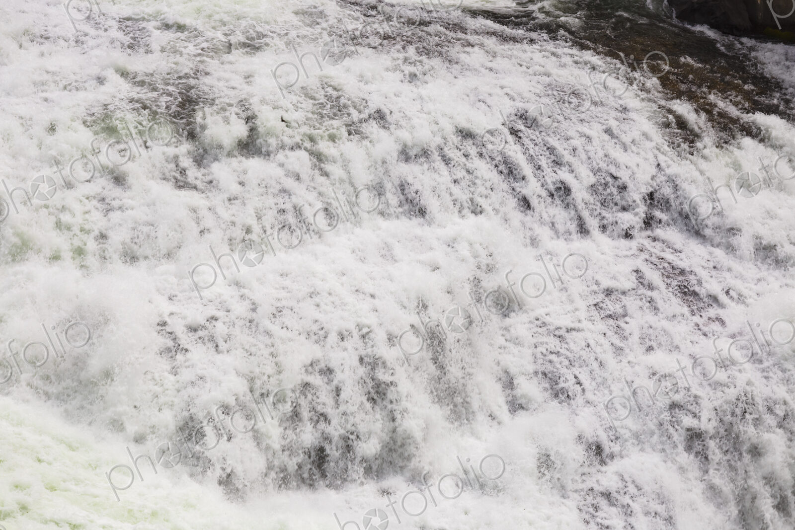 View from above of the torrents of the Spokane Falls, full frame, white water.