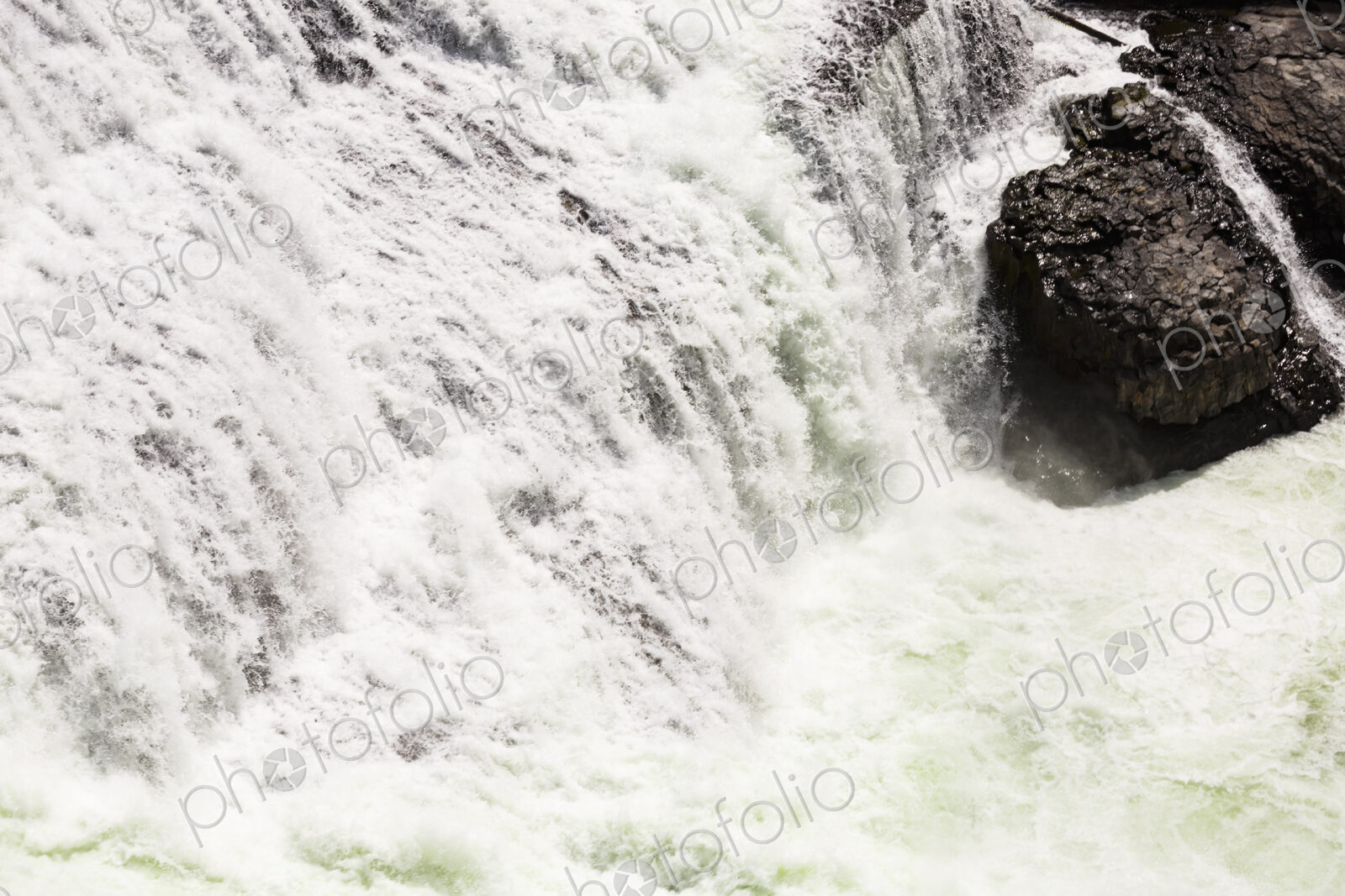 View from above of the torrents of the Spokane Falls, full frame, white water.