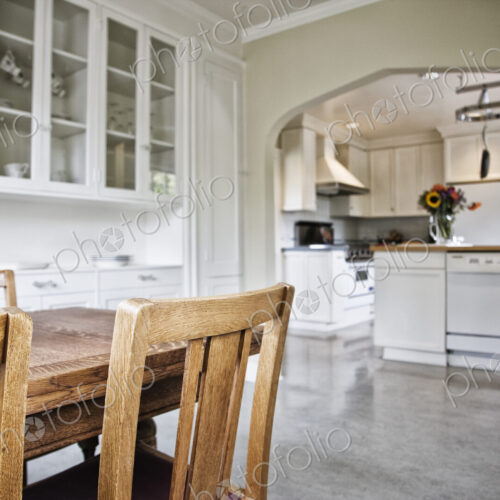 View from the dining room in a remodeled older home. View from the dining room in a remodeled older home.