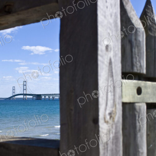 View of Bridge Through Fencing