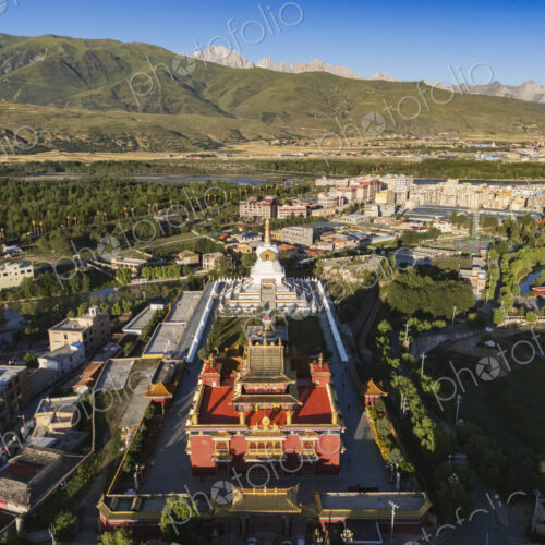 View of a Zhu De Commander in Chief & WushiGeda Living Buddha Memorial at Sunrise…