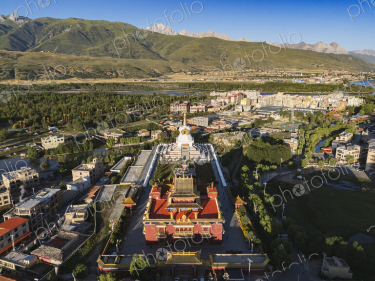 View of a Zhu De Commander in Chief & WushiGeda Living Buddha Memorial at Sunrise…