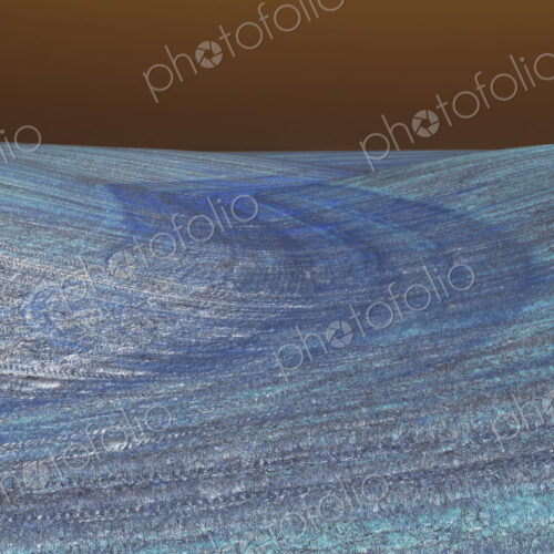 View of rolling hills and farmland, inverted image
