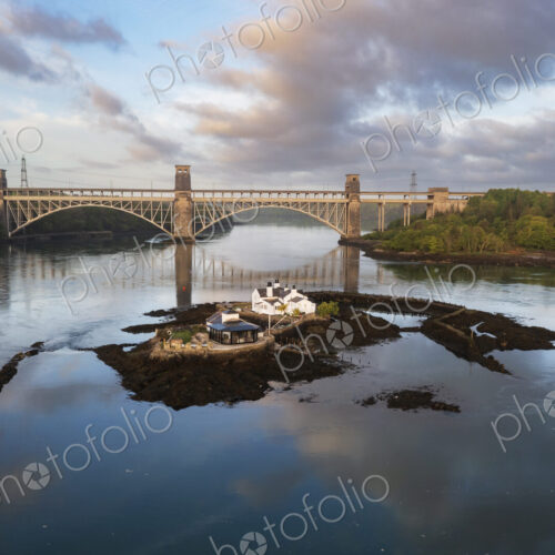 View of the Britannia Bridge and an Island in the Swellies View of the Britannia Bridge and an Island in the Swellies