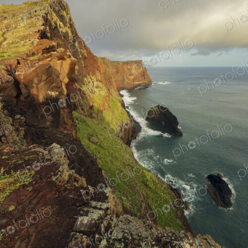 View of the Coastline from Miradouro de Sāo Lourenço at Sunset