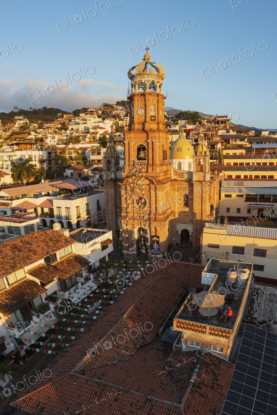 View of the Skyline of Puerto Vallarta and the Church of Our Lady of Guadalupe