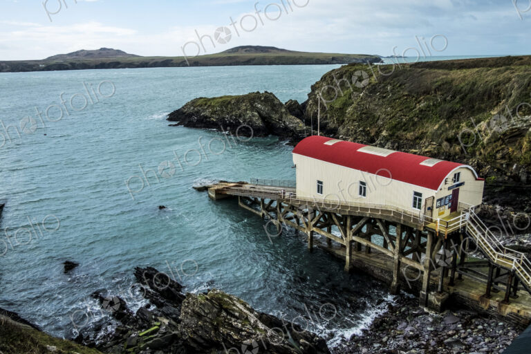 View of the old boat house, St Davids Lifeboat Station in St. Justinian,…