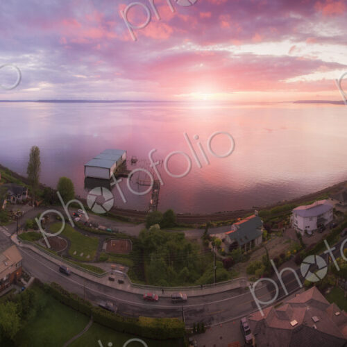 View over Haines Wharf, Edmonds, Washington state, USA.