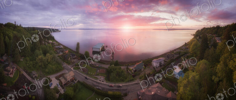 View over Haines Wharf, Edmonds, Washington state, USA.