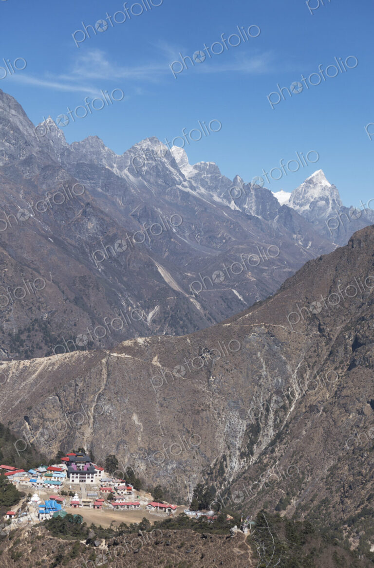 View over the Temboche monastery complex in the Khumbu region