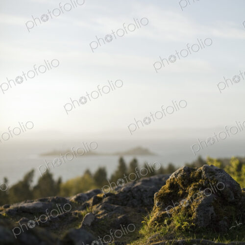 View over the landscape of Utah, from a wooded hillside, to an expanse of water, and… View over the landscape of Utah, from a wooded hillside, to an expanse of water, and…