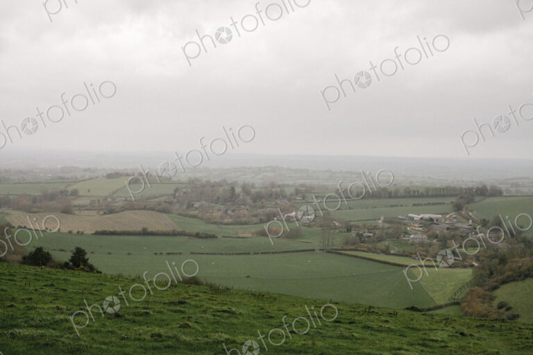View over the landscape,fields and farmland of Devon.