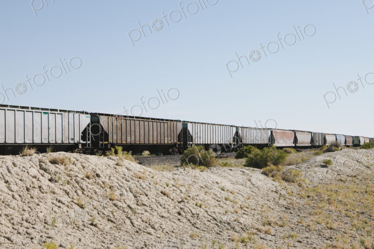 Wagons of a train crossing the Black Rock Desert.