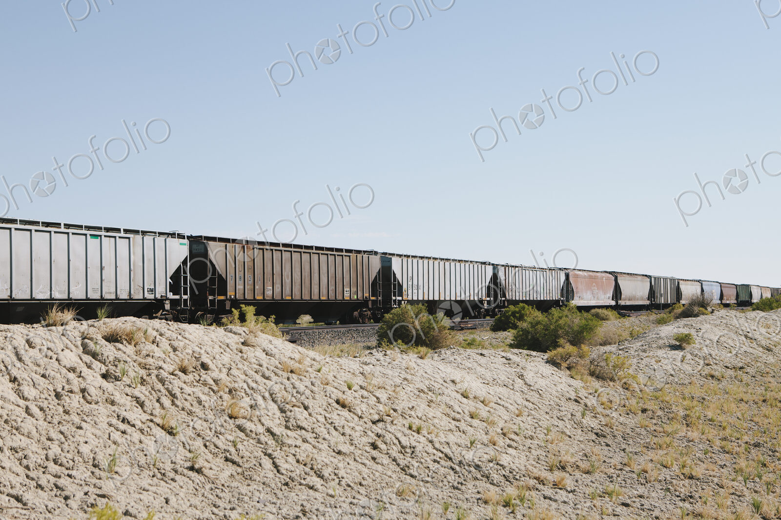 Wagons of a train crossing the Black Rock Desert.