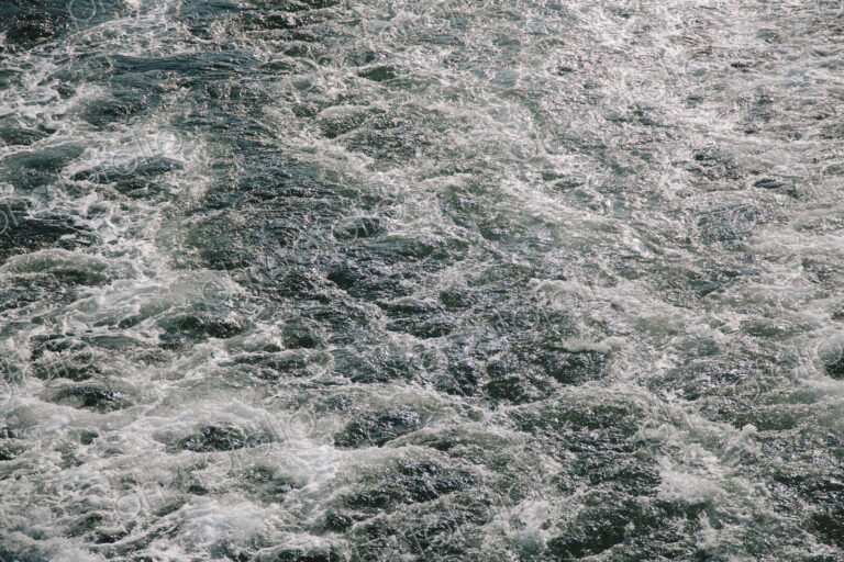 Wake from a passenger ferry on the water, near Seattle.